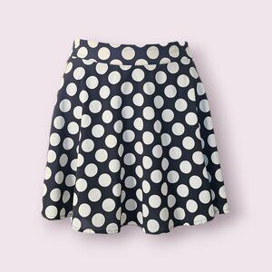 Forever 21 Black & Off White Polka Dot Skater Mini Skirt